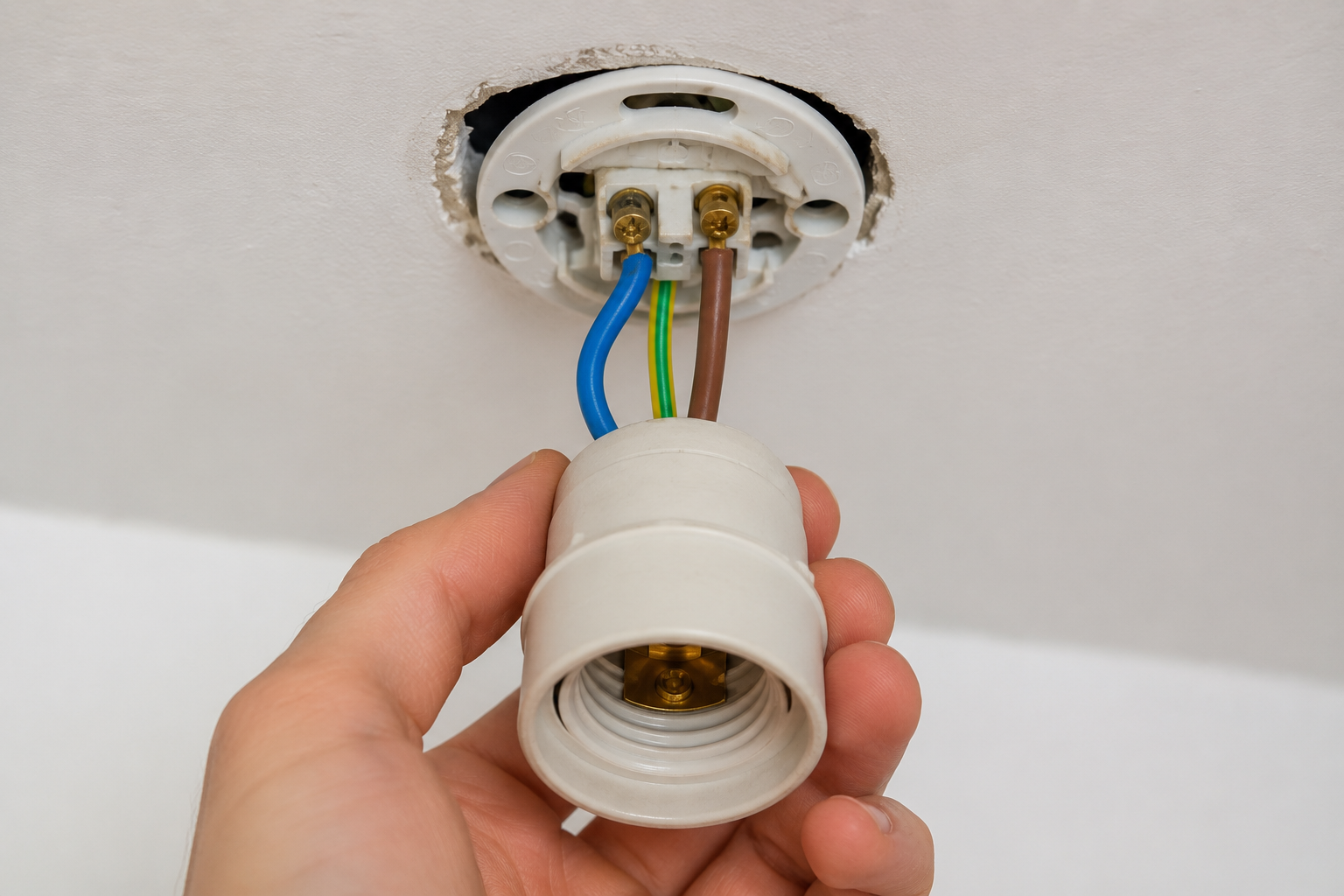 Remplacement douille électrique : E27, DCL, plafond et sécurité